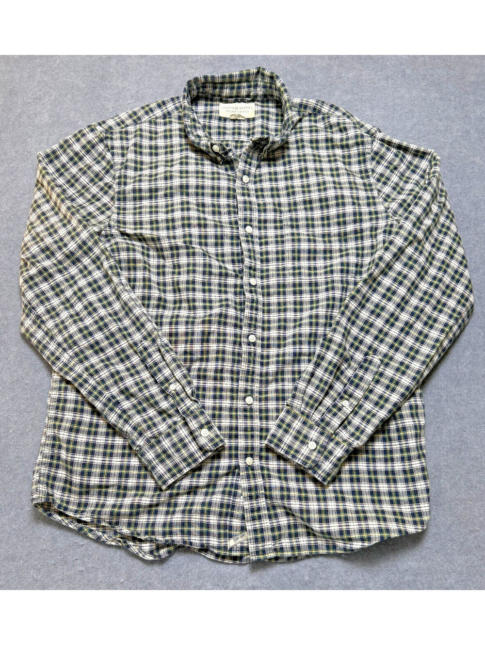 Ralph Lauren Denim & Supply Plaid Button Front Shirt XL Blue Green Cotton